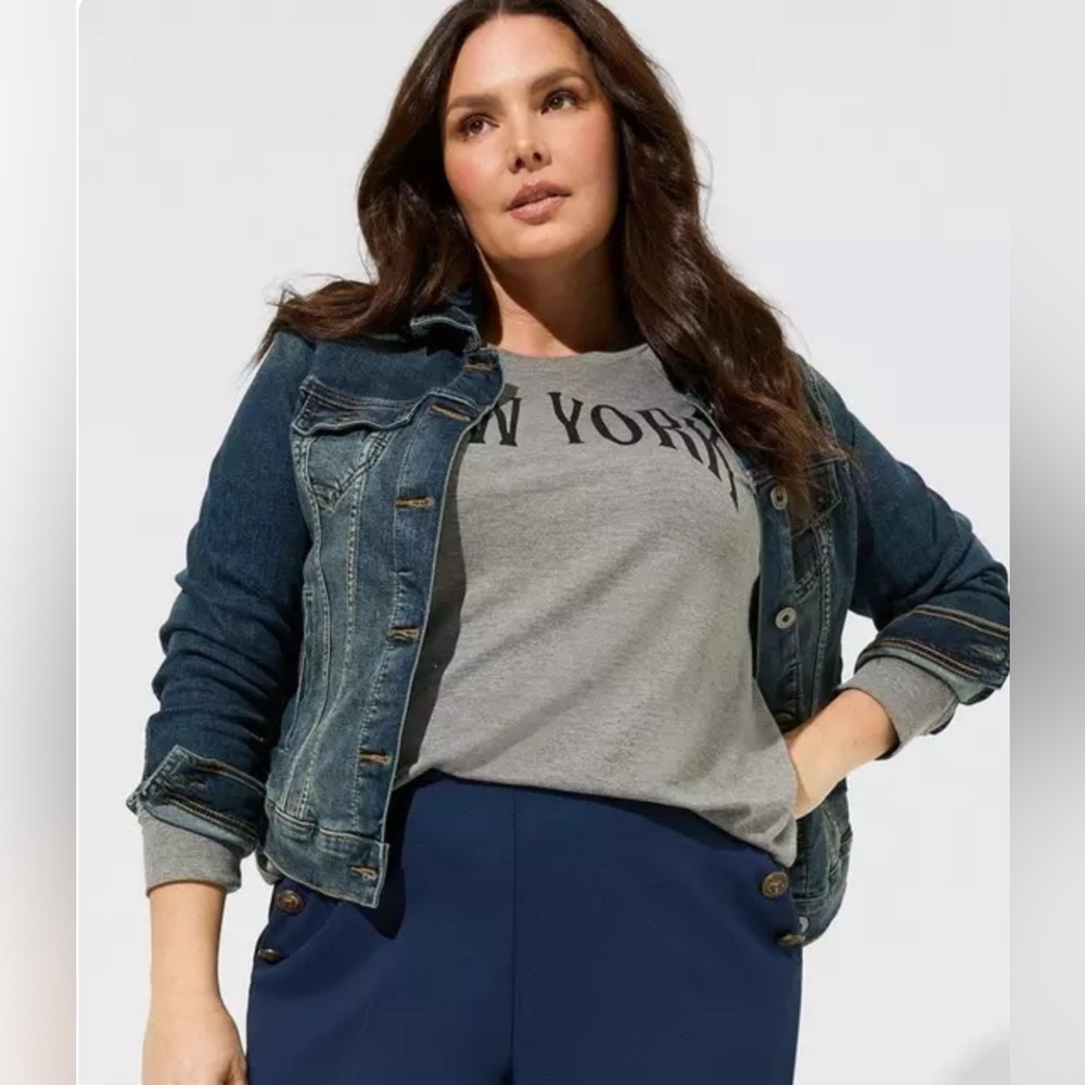 Denim Trucker Jacket - Medium Wash torrid size 2